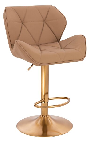 HR111W Scaun Caramel Piele Ecologica Premium Soft cu Bază Aurie