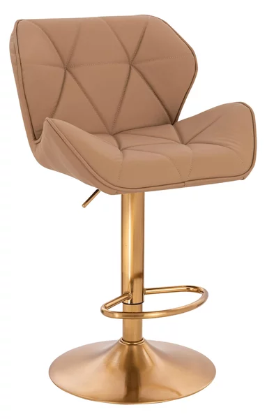 HR111W Scaun Caramel Piele Ecologica Premium Soft cu Bază Aurie