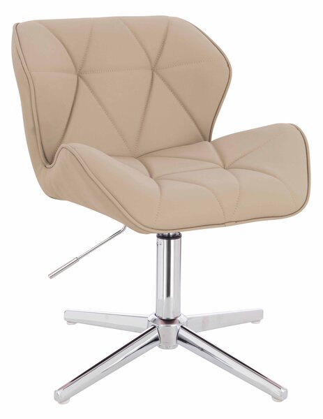 HR111CROSS Scaun Crem Piele Ecologica Premium Soft cu Bază Cromata