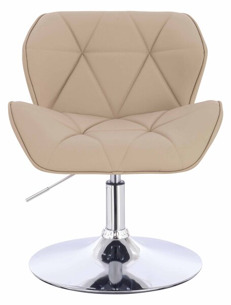 HR111N Scaun Crem Piele Ecologica Premium Soft cu Bază Cromata