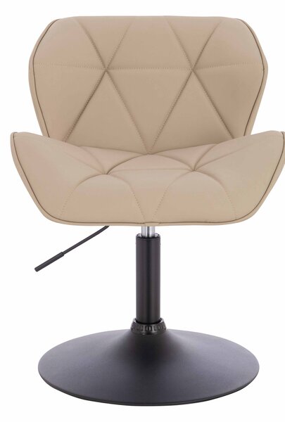 HR111N Scaun Crem Piele Ecologica Premium Soft cu Bază Neagră