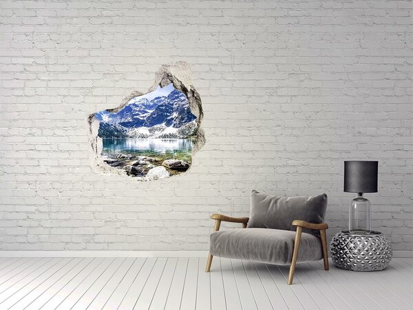 Autocolant de perete gaură 3D Peisaj montan cu un lac