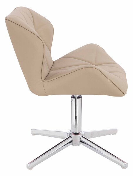 HR111CROSS Scaun Crem Piele Ecologica Premium Soft cu Bază Cromata