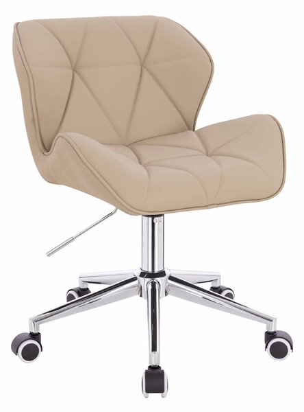 HR111K Scaun Crem Piele Ecologica Premium Soft cu Bază Cromata