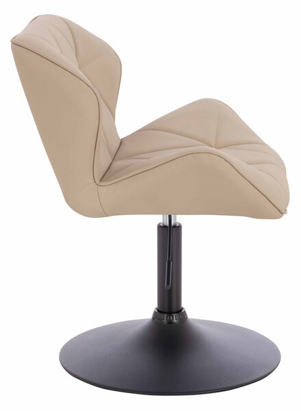 HR111N Scaun Crem Piele Ecologica Premium Soft cu Bază Neagră