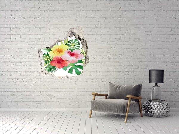 Autocolant gaură 3D Grădină tropicală cu gaură în perete