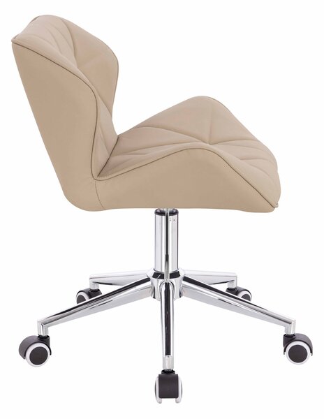 HR111K Scaun Crem Piele Ecologica Premium Soft cu Bază Cromata