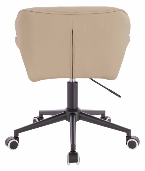 HR111K Scaun Crem Piele Ecologica Premium Soft cu Bază Neagră