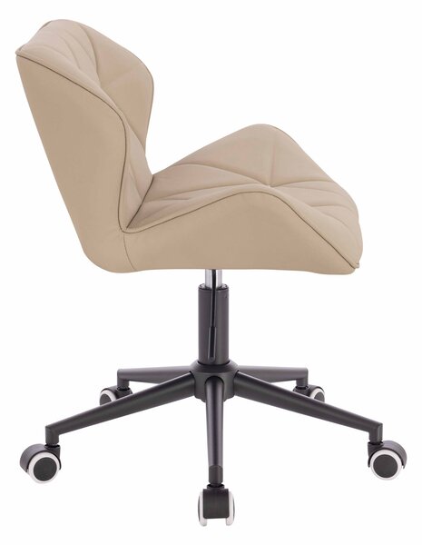 HR111K Scaun Crem Piele Ecologica Premium Soft cu Bază Neagră