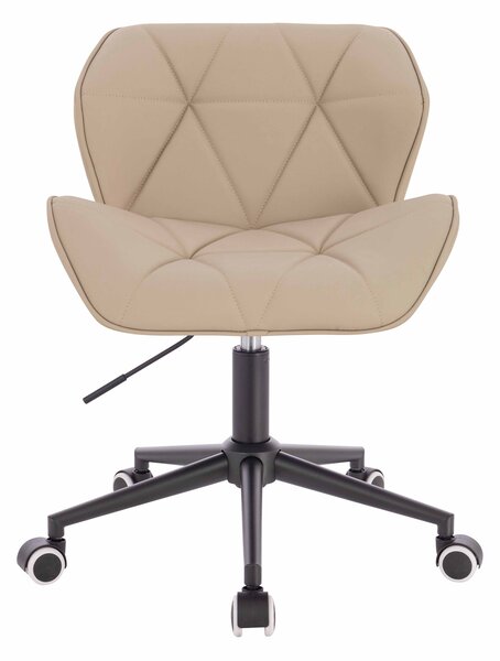 HR111K Scaun Crem Piele Ecologica Premium Soft cu Bază Neagră