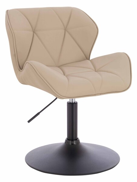HR111N Scaun Crem Piele Ecologica Premium Soft cu Bază Neagră