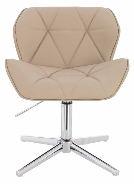 HR111CROSS Scaun Crem Piele Ecologica Premium Soft cu Bază Cromata