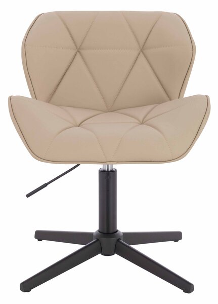 HR111CROSS Scaun Crem Piele Ecologica Premium Soft cu Bază Neagră