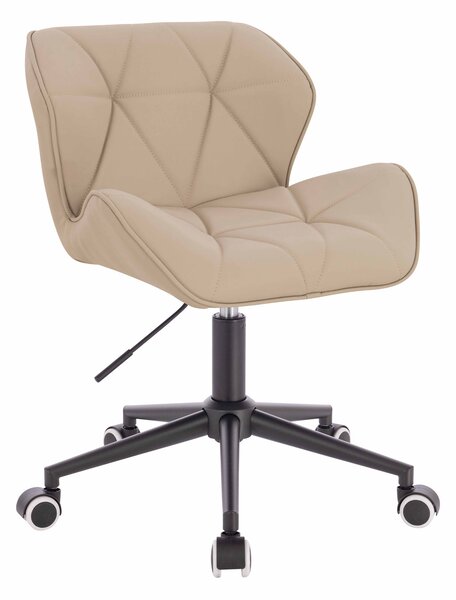 HR111K Scaun Crem Piele Ecologica Premium Soft cu Bază Neagră