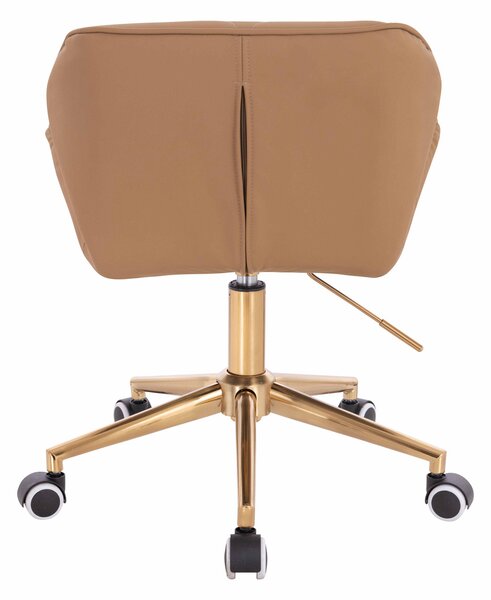 HR111K Scaun Caramel Piele Ecologica Premium Soft cu Bază Aurie