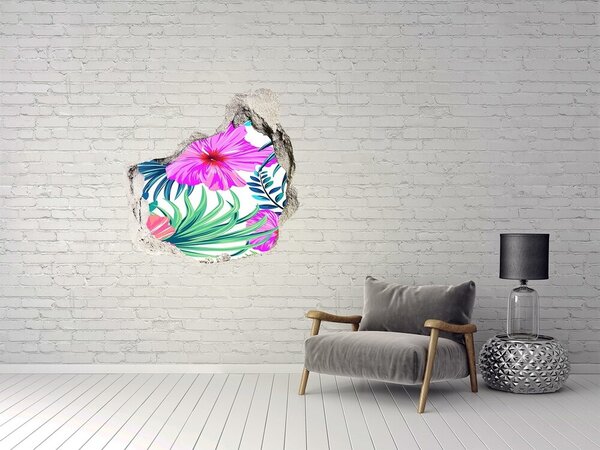 Fototapet 3D gaură în perete Paradis tropical în spatele zidului