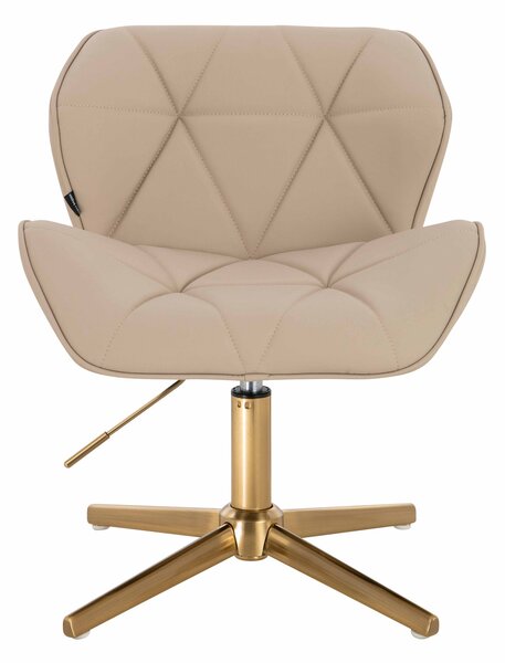 HR111CROSS Scaun Crem Piele Ecologica Premium Soft cu Bază Aurie