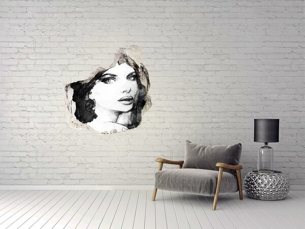 Fototapet 3D gaură în perete Portret într-o gaură în perete