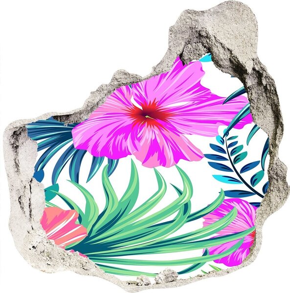 Fototapet 3D gaură în perete flori Hawaii