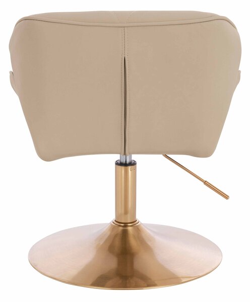 HR111N Scaun Crem Piele Ecologica Premium Soft cu Bază Aurie