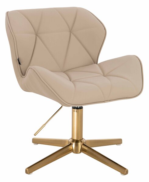 HR111CROSS Scaun Crem Piele Ecologica Premium Soft cu Bază Aurie