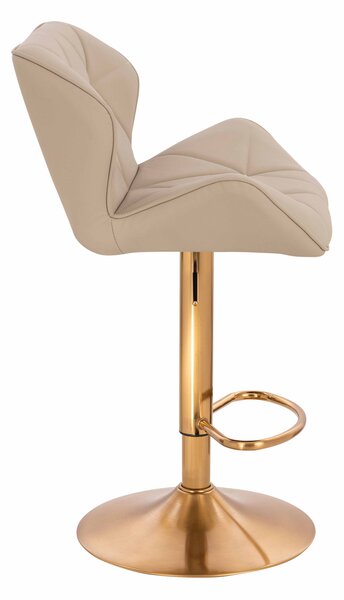 HR111W Scaun Crem Piele Ecologica Premium Soft cu Bază Aurie