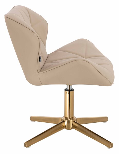 HR111CROSS Scaun Crem Piele Ecologica Premium Soft cu Bază Aurie