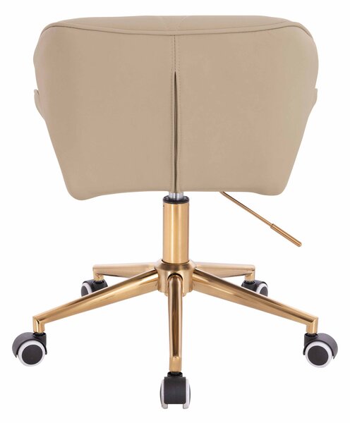 HR111K Scaun Crem Piele Ecologica Premium Soft cu Bază Aurie