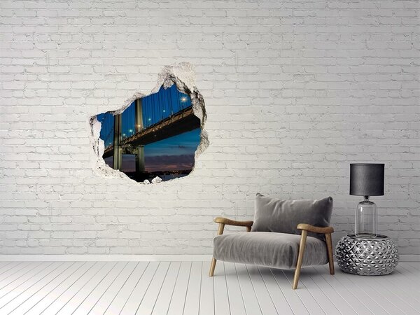 Autocolant gaură 3D Podul în peisajul nocturn