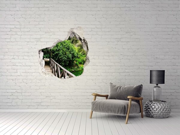 Autocolant autoadeziv gaură Un paradis verde cu un pod de lemn
