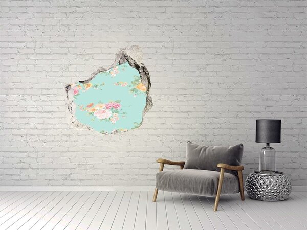 Autocolant gaură 3D Un paradis al florilor în spatele zidului