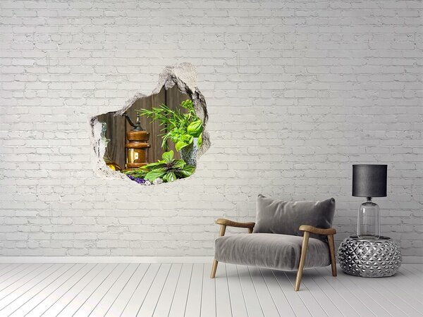 Autocolant de perete gaură 3D Colț de plante aromatice în bucătărie
