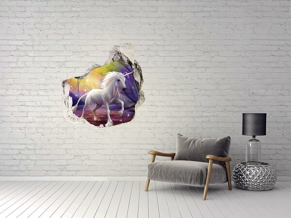 Autocolant 3D gaura cu priveliște Unicorn în pădurea fermecată