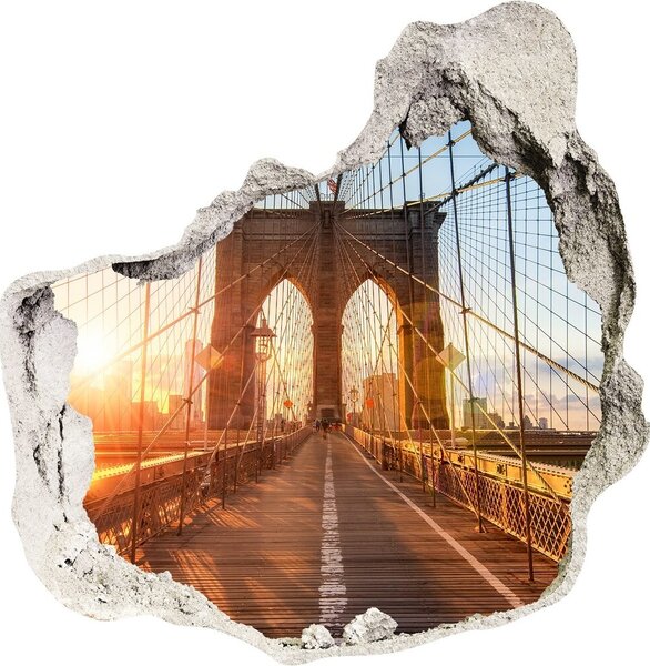 Autocolant de perete gaură 3D Podul Brooklyn