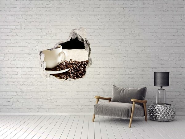 Autocolant 3D gaura cu priveliște Cafea în inima zidului