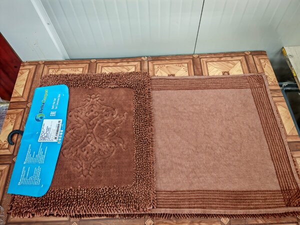 Set Covor baie, Clasic, Covor 100% Bumbac, Dimensiunea 60x100 50x80 cm, Maro 60 x 100/ 50 x 80