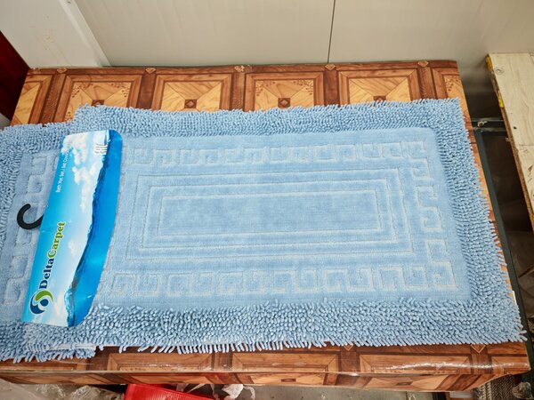 Covor baie, Rombs Albastru, Covor 100% Bumbac, Dimensiunea 60x100 50x80 cm 60 x 100/50 x 80