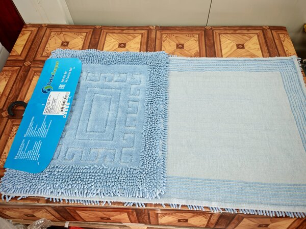 Covor baie, Rombs Albastru, Covor 100% Bumbac, Dimensiunea 60x100 50x80 cm 60 x 100/50 x 80