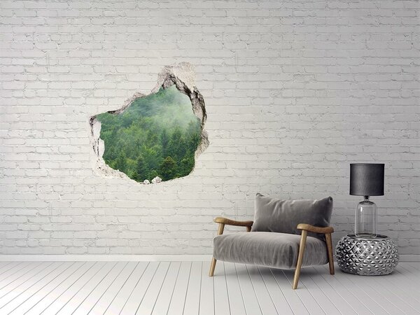 Autocolant gaură 3D Pădurea verde într-o gaură în perete