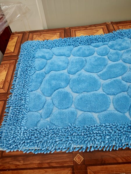 Covor baie, Pietre Albastru, Covor 100% Bumbac, Dimensiunea 60x100 50x80 cm 60 x 100/50 x 80