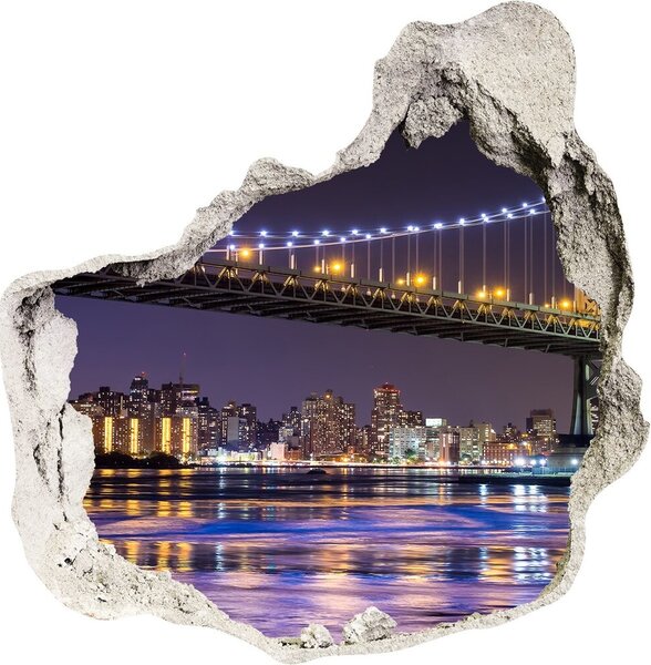 Autocolant 3D gaura cu priveliște Podul în New York City