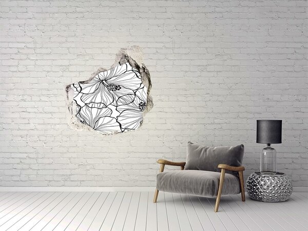 Autocolant 3D gaura cu priveliște Gaură în perete Motiv floral