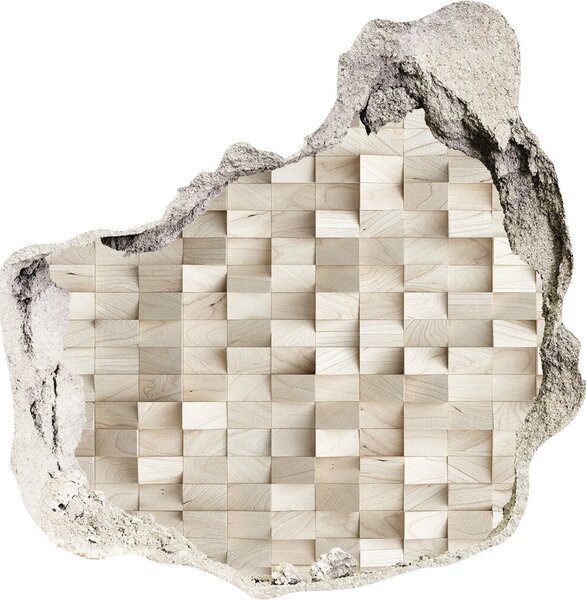 Fototapet 3D gaură în perete cuburi de lemn
