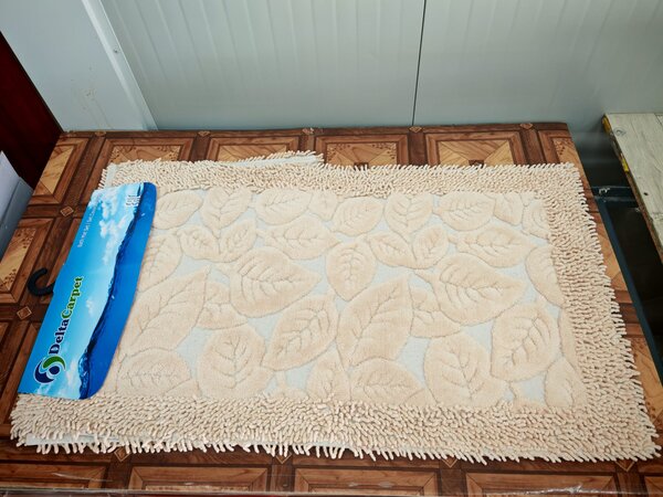 Covor baie, Leaves Cappuccino, Covor 100% Bumbac, Dimensiunea 60x100 50x80 cm, Cappuccino 60 x 100/50 x 80