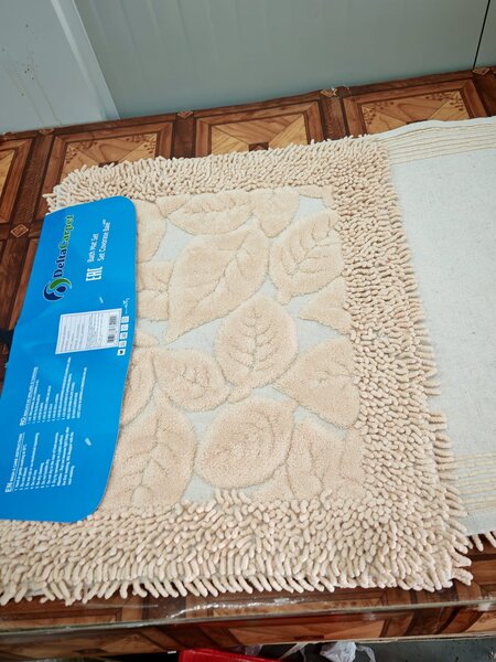 Covor baie, Leaves Cappuccino, Covor 100% Bumbac, Dimensiunea 60x100 50x80 cm, Cappuccino 60 x 100/50 x 80