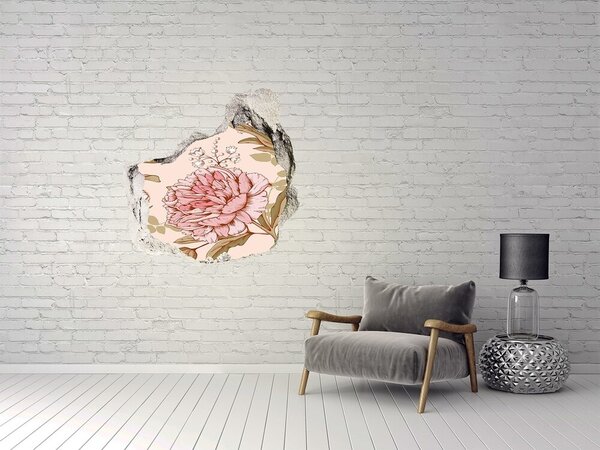 Fototapet 3D gaură în perete Model floral pe fundal roz