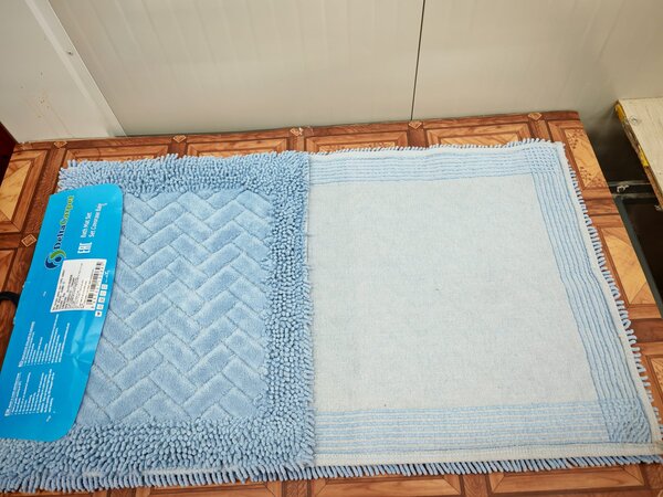 Covor baie, Rombs Albastru, Covor 100% Bumbac, Dimensiunea 60x100 50x80 cm 60 x 100