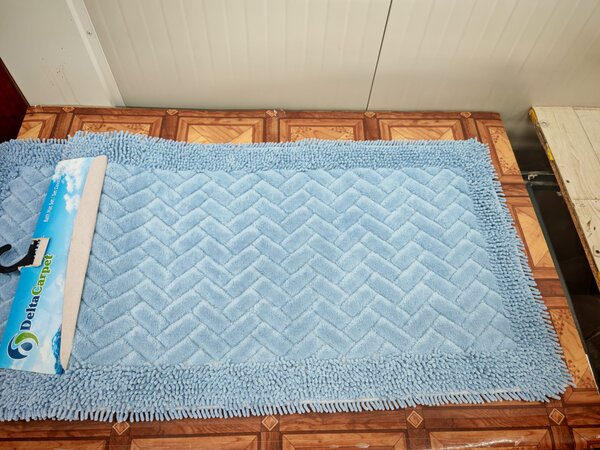Covor baie, Rombs Albastru, Covor 100% Bumbac, Dimensiunea 60x100 50x80 cm 60 x 100