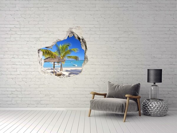 Autocolant 3D gaura cu priveliște Plajă tropicală cu palmieri