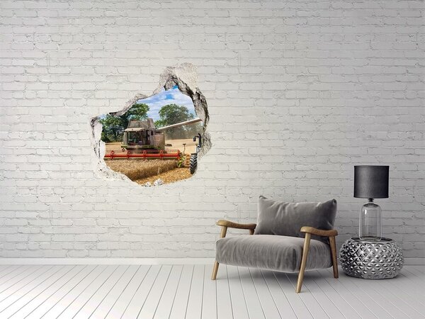 Autocolant de perete gaură 3D Recoltarea într-un câmp de cereale